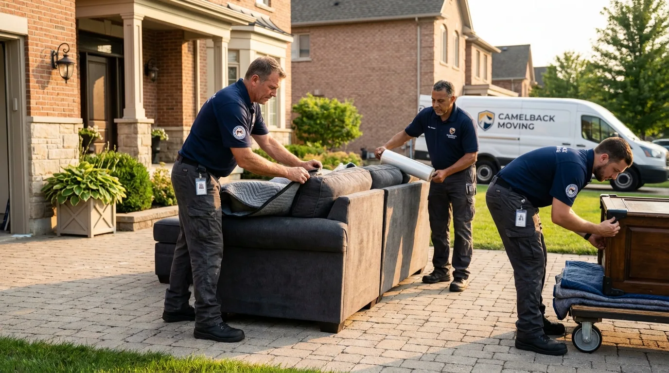 Large estate moving crew wrapping furniture in Clara City, MN
