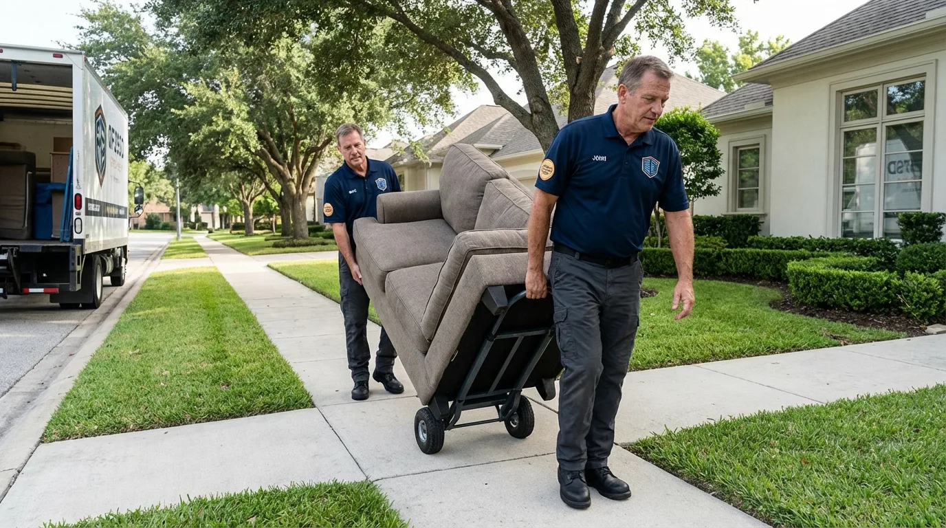 Local residential moving crew loading furniture in Clara City, MN